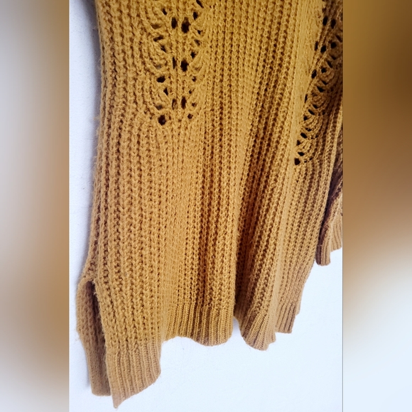 Anthropologie Pilcro Slouchy Oversized Sweater Devenne Pointelle Mustard Medium - Picture 14 of 16